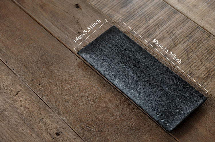 Plateau noir en bois carbonisé de style japonais Gohobi Wabi-Sabi 002