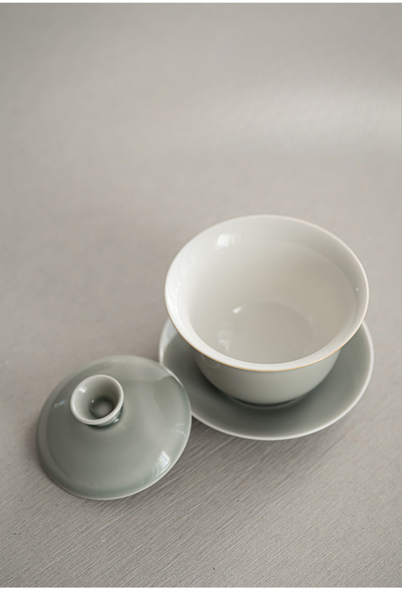 Bol à couvercle Sancai en glaçure de suie et de cendre glacée de style japonais, grande tasse à thé en céramique, bol à thé, service à thé Kung Fu, infuseur à thé, bol à thé