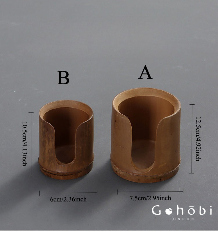 Gohobi Bamboo Woven Tea Cup Holder Basket – Zen Style Tea Cup Storage Tube & Chopstick Basket