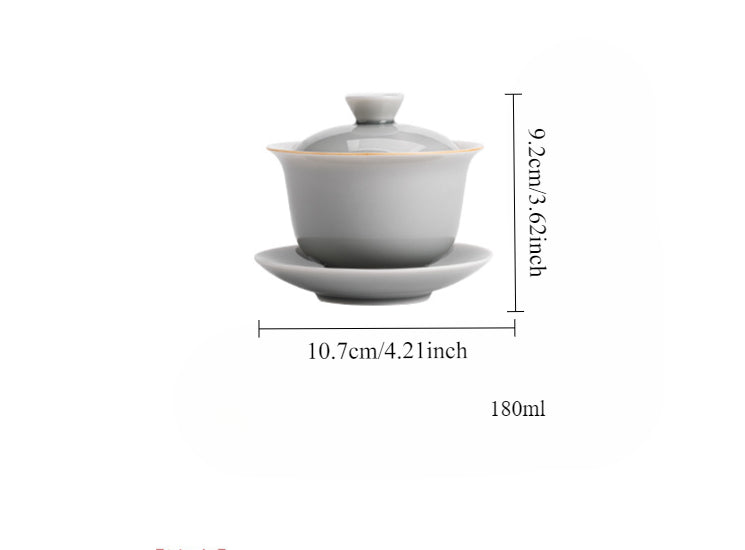 Bol à couvercle Sancai en glaçure de suie et de cendre glacée de style japonais, grande tasse à thé en céramique, bol à thé, service à thé Kung Fu, infuseur à thé, bol à thé