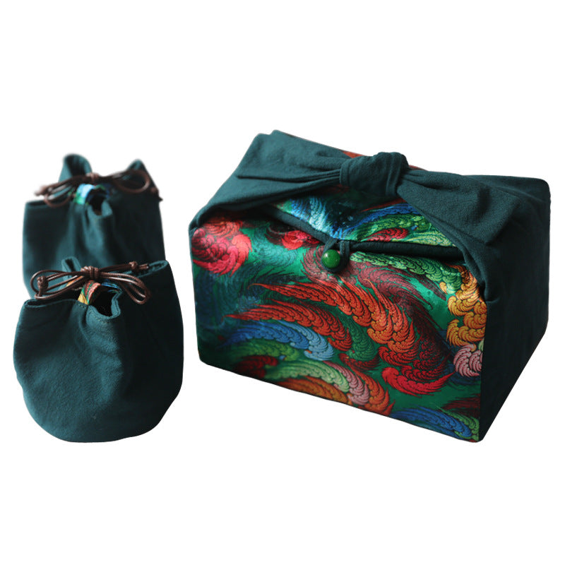 Gohobi Large Colourful Silk Teaware Storage Travel Bag Shifuku