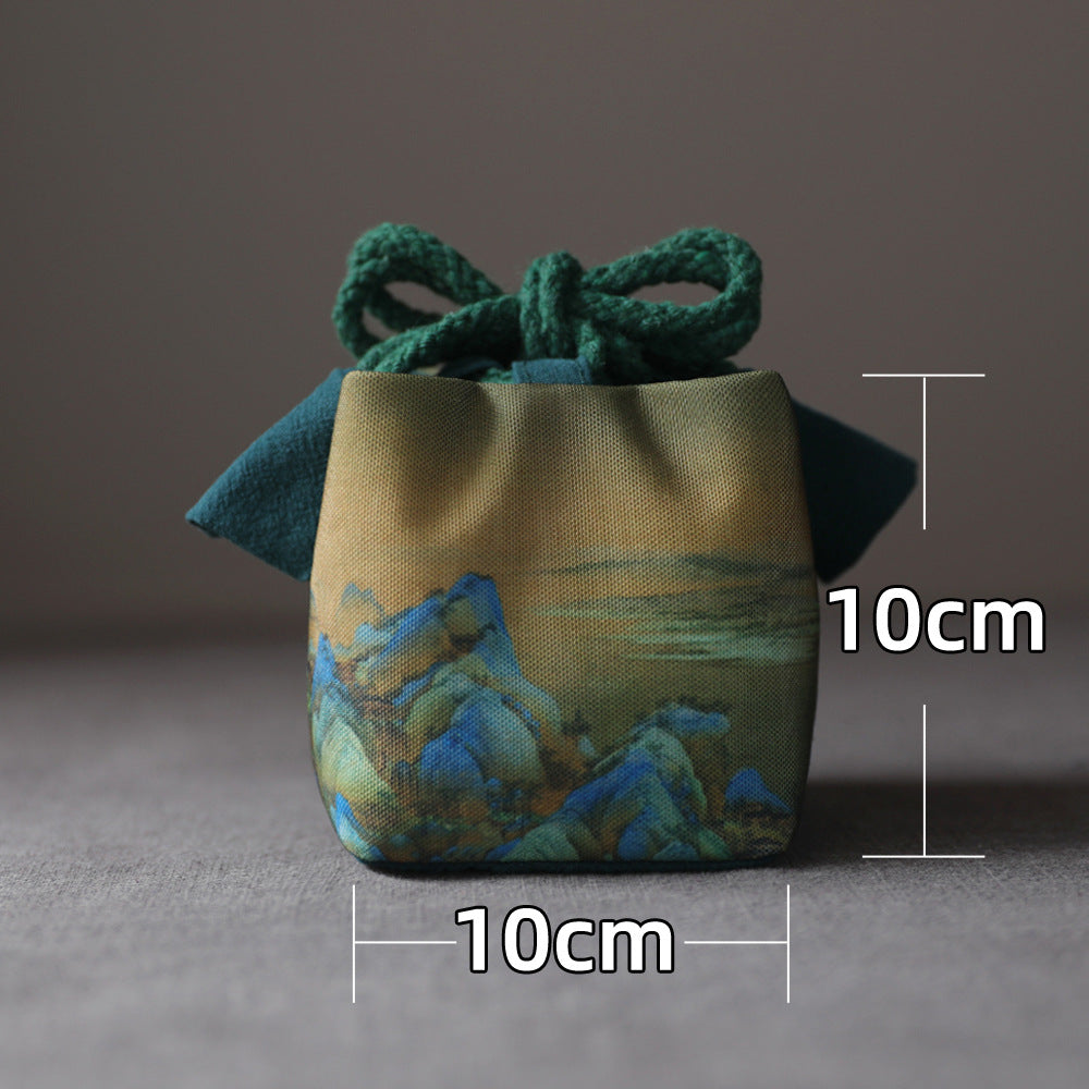 Gohobi Birds Mountains Rivers Teaware Storage Travel Bag Shifuku