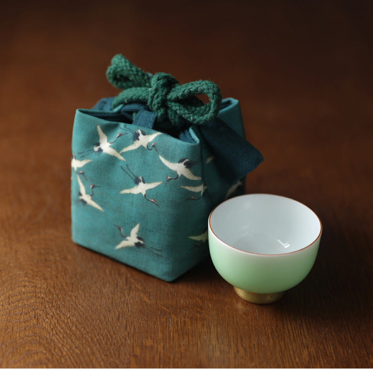 Gohobi Birds Mountains Rivers Teaware Storage Travel Bag Shifuku