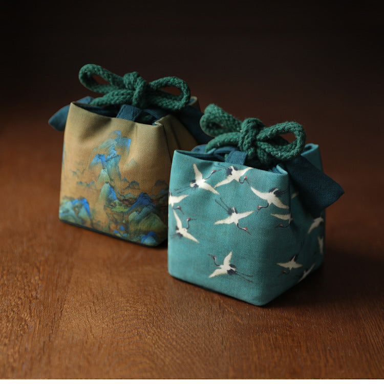 Gohobi Birds Mountains Rivers Teaware Storage Travel Bag Shifuku