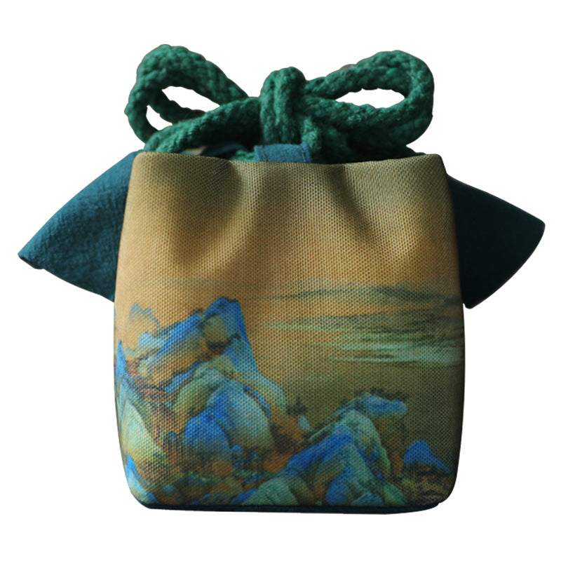 Gohobi Birds Mountains Rivers Teaware Storage Travel Bag Shifuku