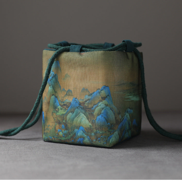 Gohobi Birds Mountains Rivers Teaware Storage Travel Bag Shifuku