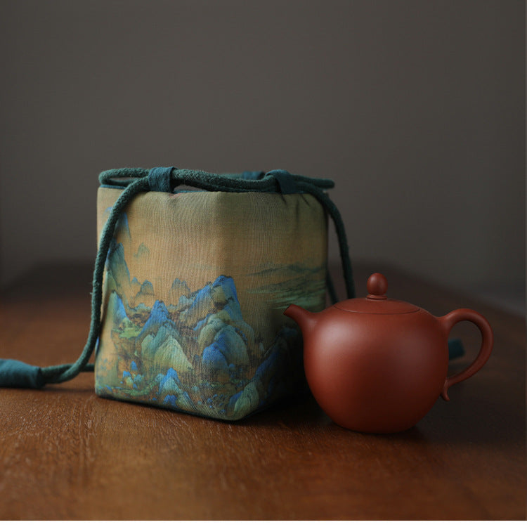 Gohobi Birds Mountains Rivers Teaware Storage Travel Bag Shifuku