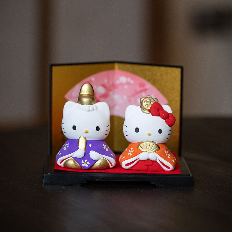Hello Kitty Couple Ornaments - Ceramic Cute Desktop Decorations
