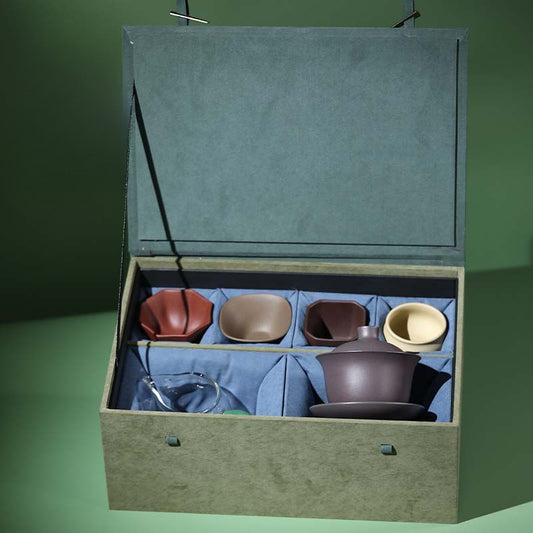 Service à thé Gaiwan en argile de Yixing fait à la main avec du sable violet Gohobi