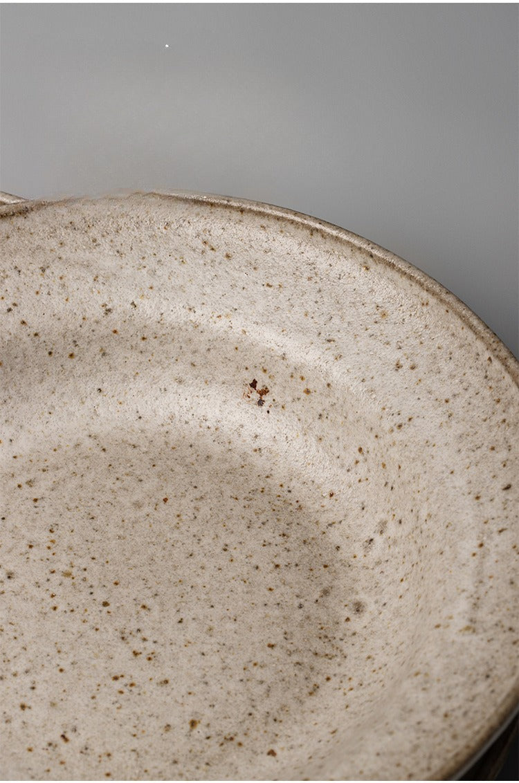 Gohobi Japanese Vintage Coarse Pottery Deep Plate