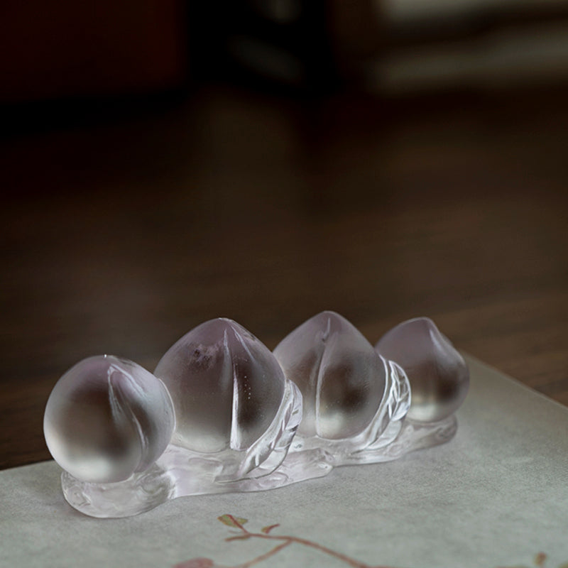 Porte-stylo en verre coloré en forme de pêche en pate de verre Gohobi