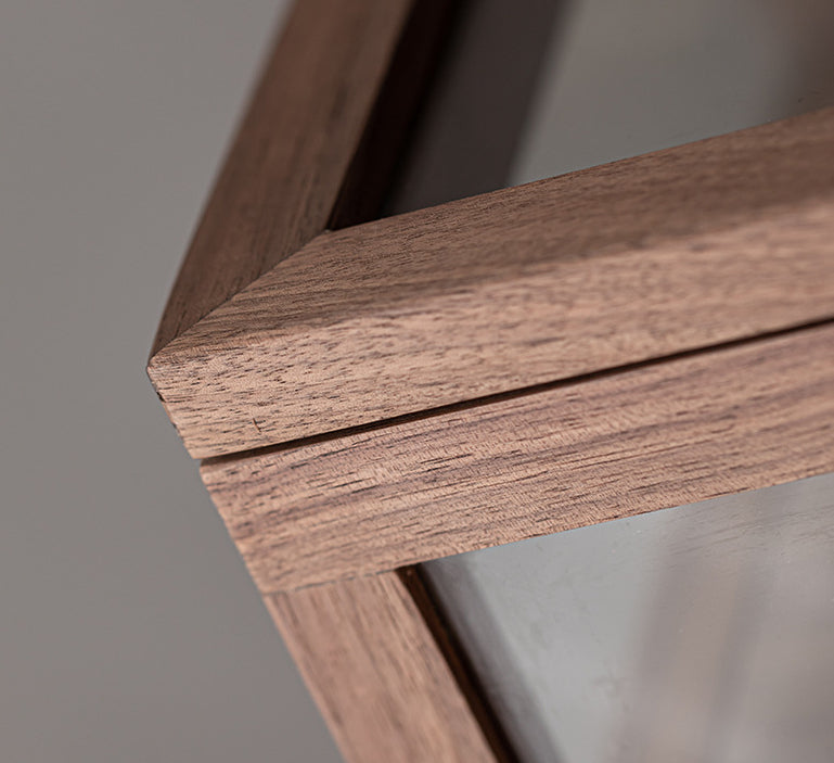 Armoire à thé en verre et bois de noyer Gohobi avec tiroir