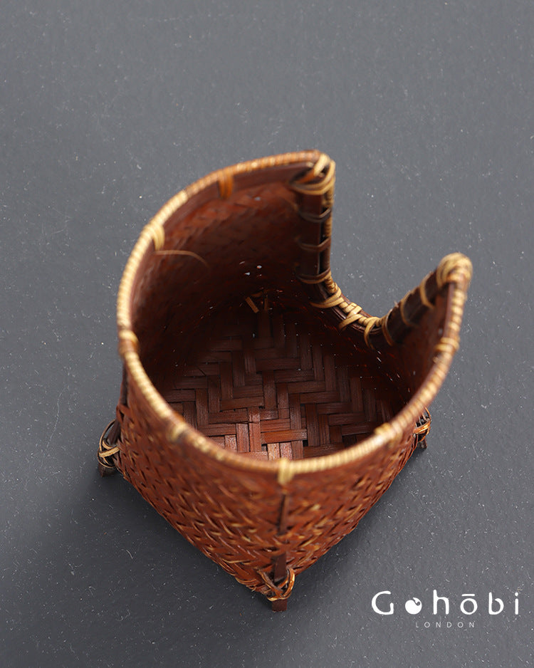 Gohobi Bamboo Woven Tea Cup Holder Basket – Zen Style Tea Cup Storage Tube & Chopstick Basket