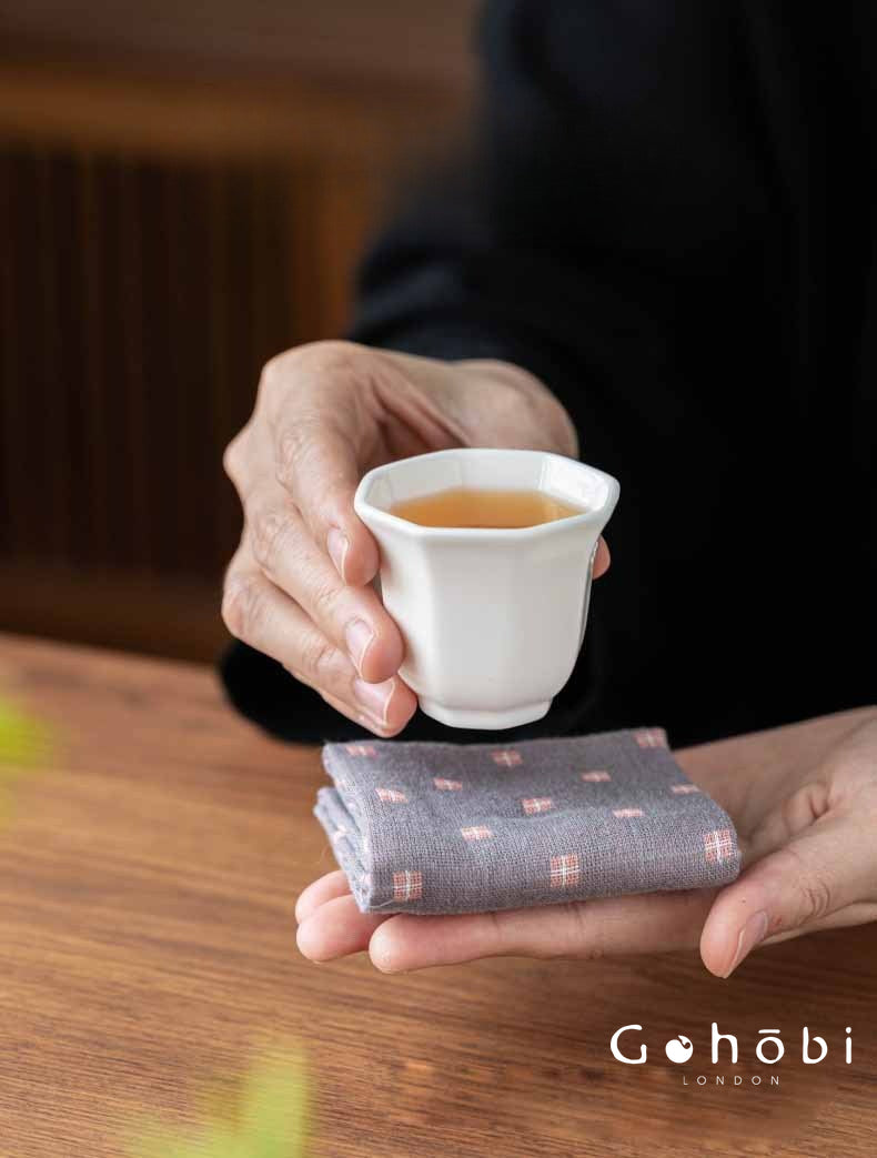 Gohobi Cotton Linen Tea Towel – Japanese Style Absorbent Tea Cloth for Tea Ceremony