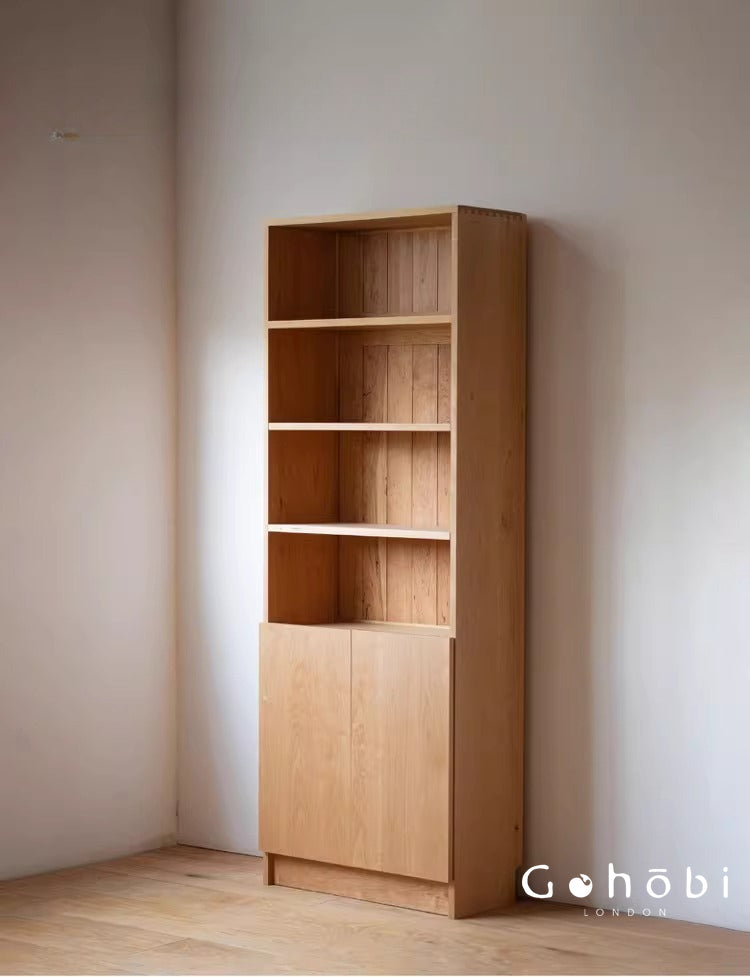 Gohobi Handmade Solid Wood Storage Cabinet – Multi-Layer Wooden Shelving Unit for Living Room or Study | FSC Certified Furniture