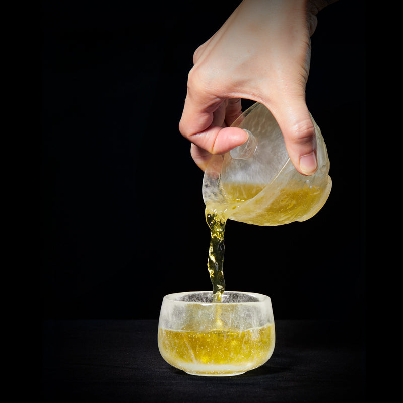 Gohobi Pate de Verre Tasse à thé ronde en verre à neige