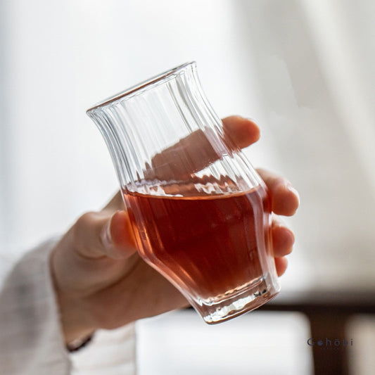 Gohobi Tasse à thé aromatique en verre rayé faite à la main
