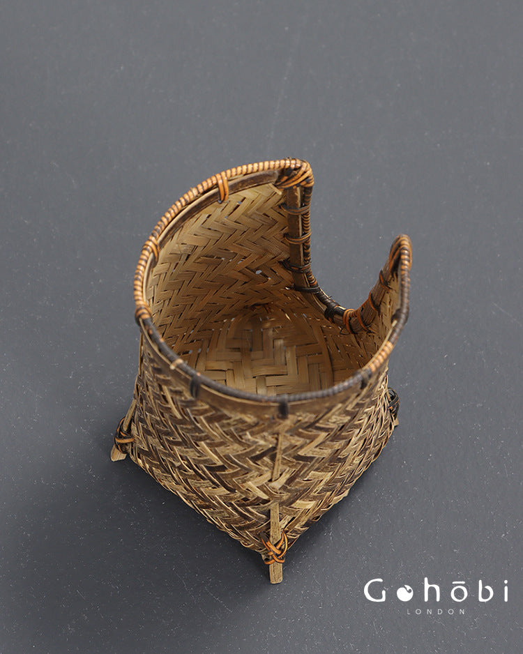 Gohobi Bamboo Woven Tea Cup Holder Basket – Zen Style Tea Cup Storage Tube & Chopstick Basket