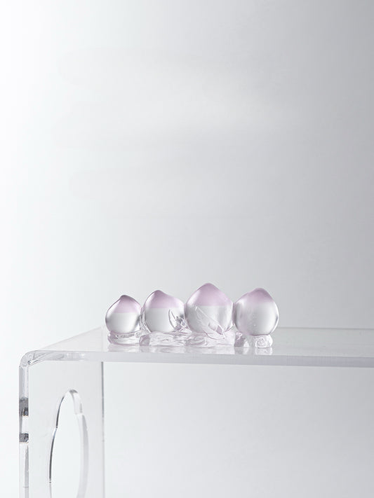 Gohobi Pate de Verre Peach Shaped Coloured Glass Ornament Pen Holder Paperweight