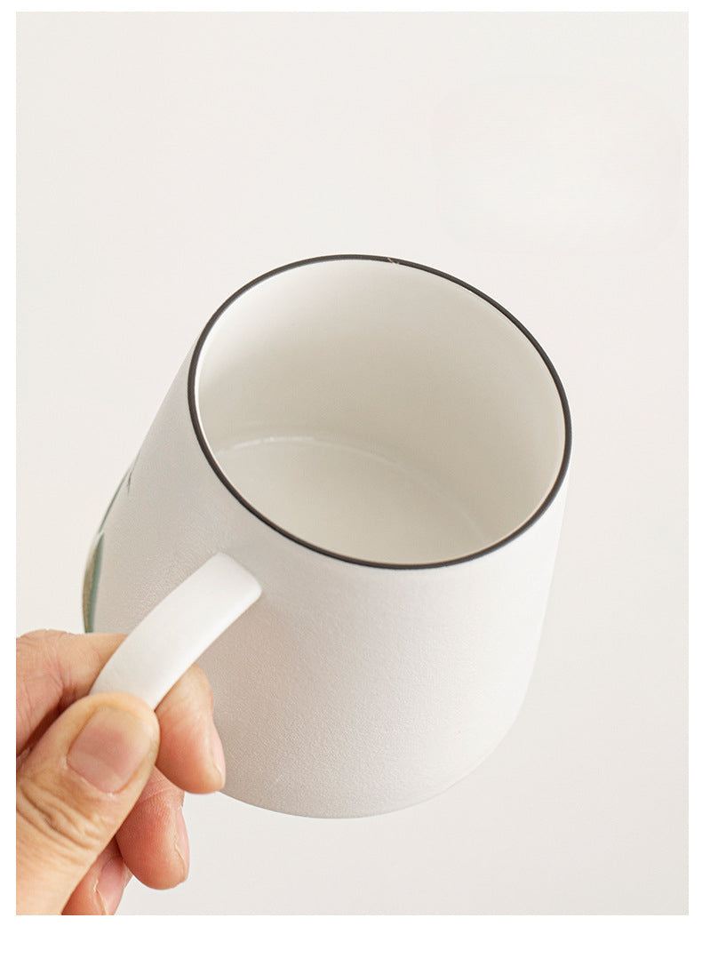 Ensemble tasse à café et soucoupe en grès fait main à motif artistique chinois Gohobi