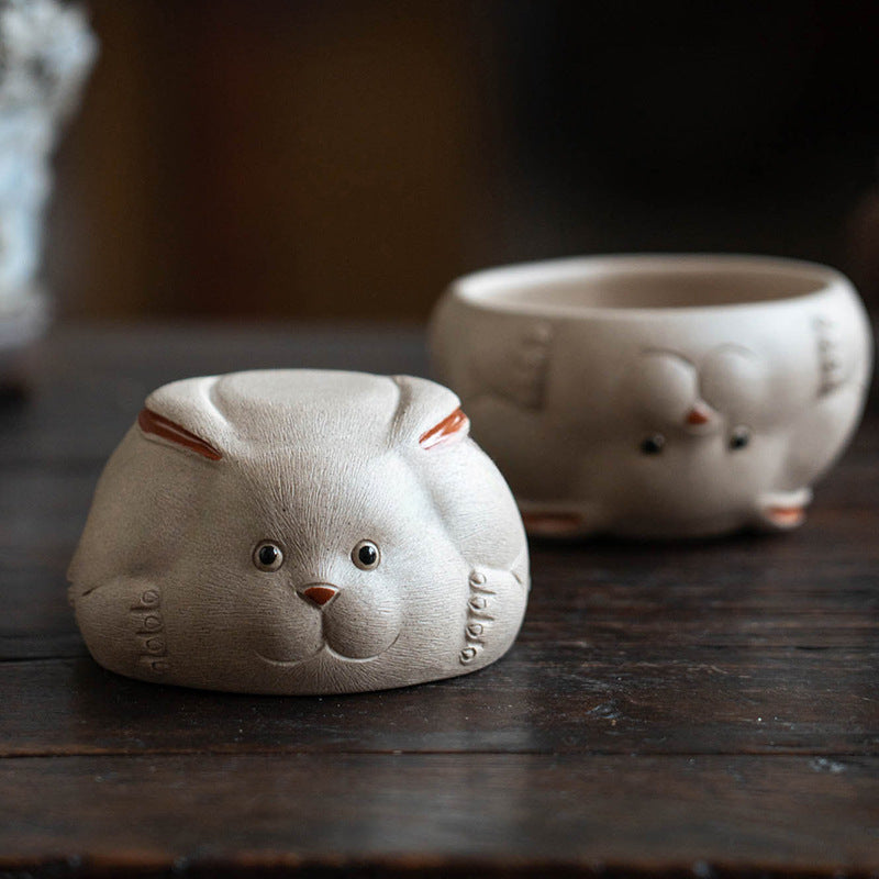 Tasse à thé en céramique faite à la main en forme de lapin de Gohobi