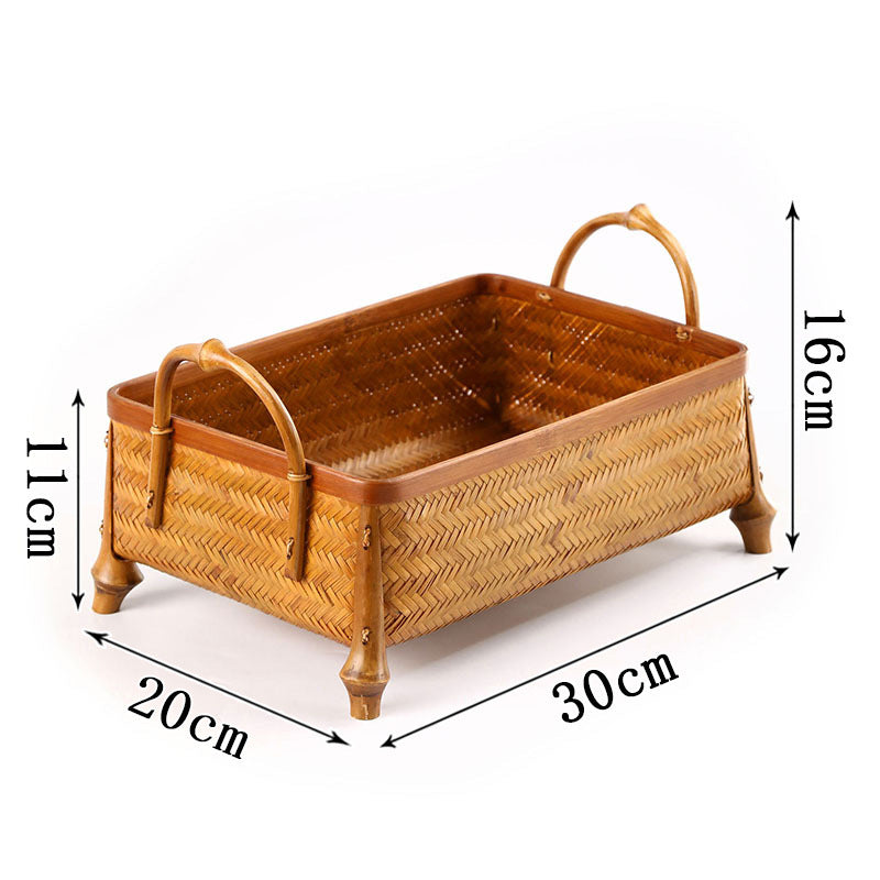 Gohobi Bamboo Woven Hand Basket – Handmade Snack, Fruit & Tea Storage Basket for Picnic or Home