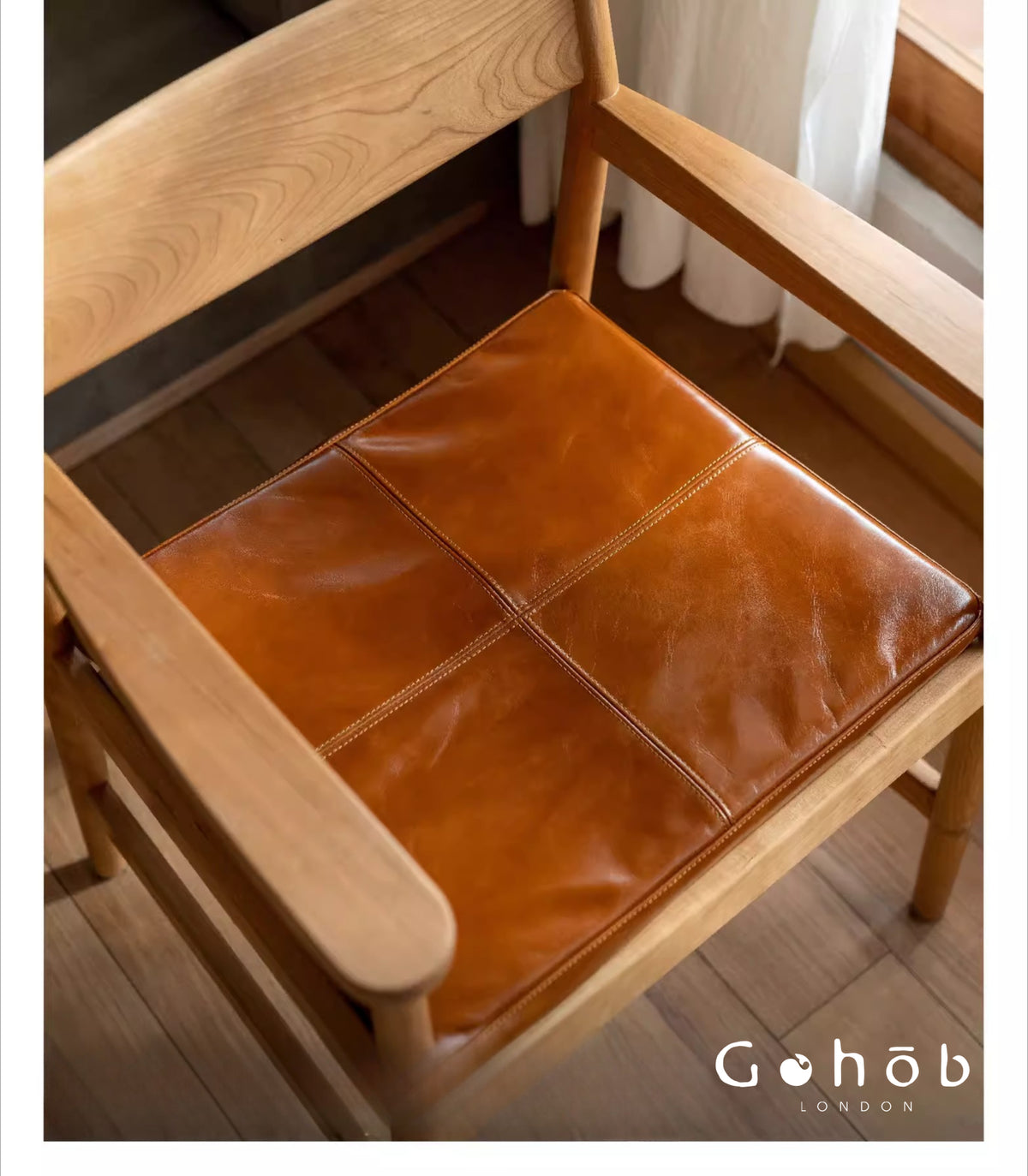 Gohobi Handmade Solid Wood Curved Armchair – Study Chair Office Seat Leisure Home Bedroom Chair | FSC Certified Furniture