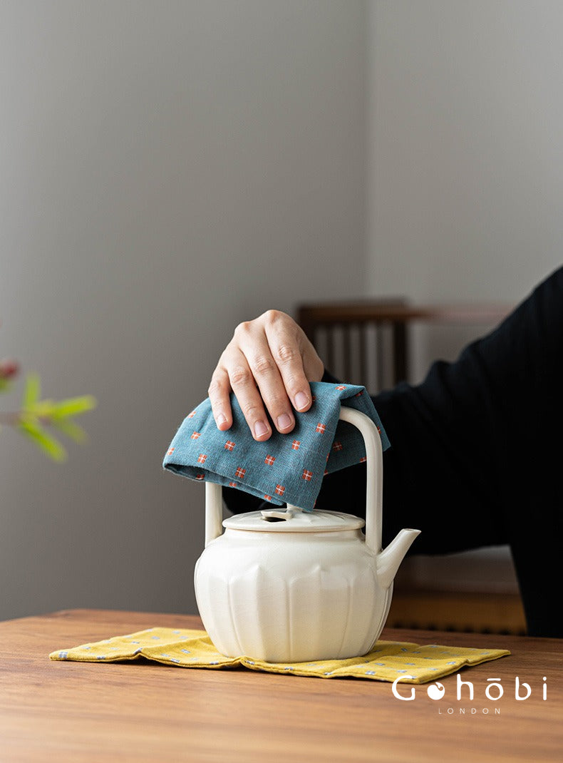 Gohobi Cotton Linen Tea Towel – Japanese Style Absorbent Tea Cloth for Tea Ceremony
