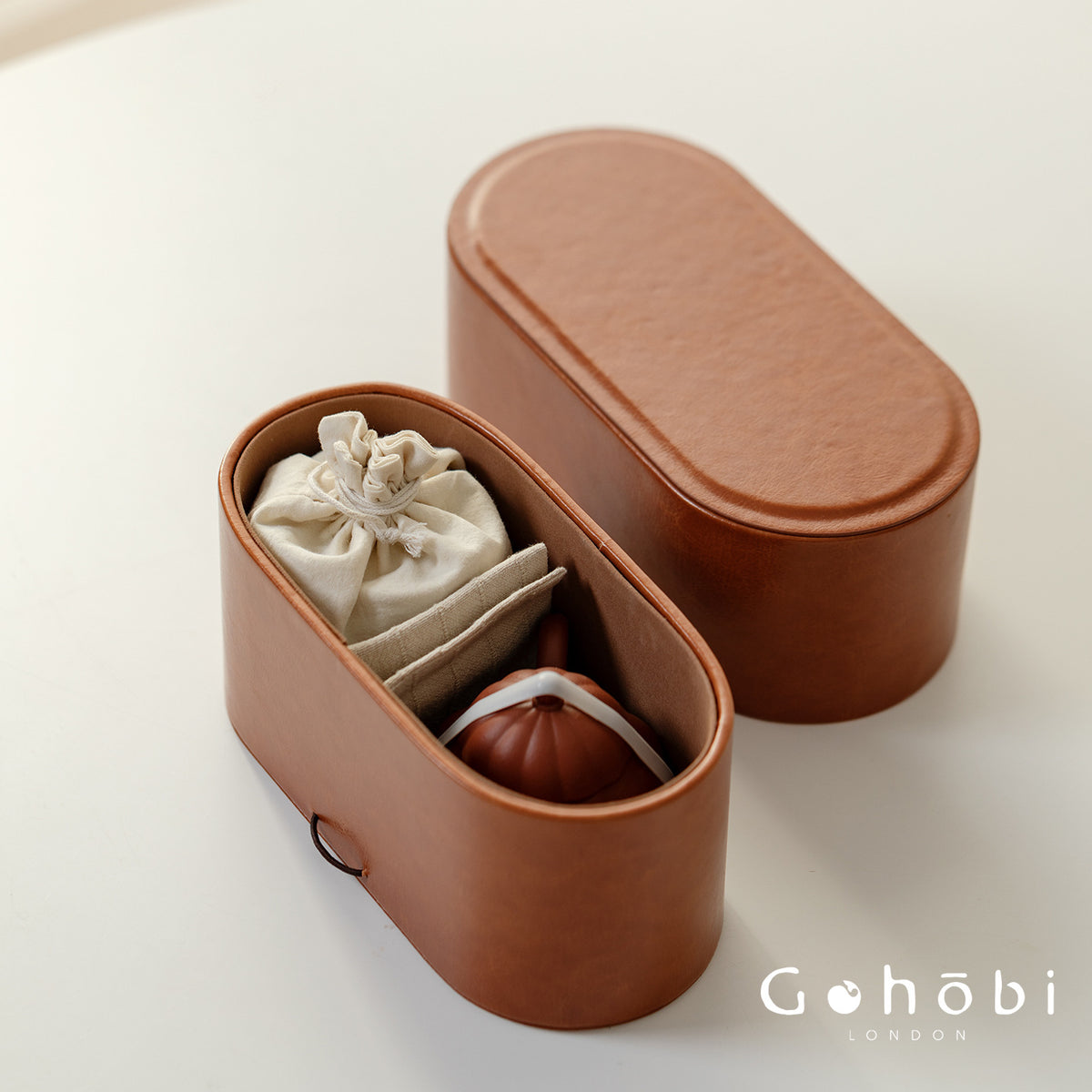Gohobi Yixing Zisha Clay Travel Tea Set – Handmade Gongfu Tea Set with Leather Case