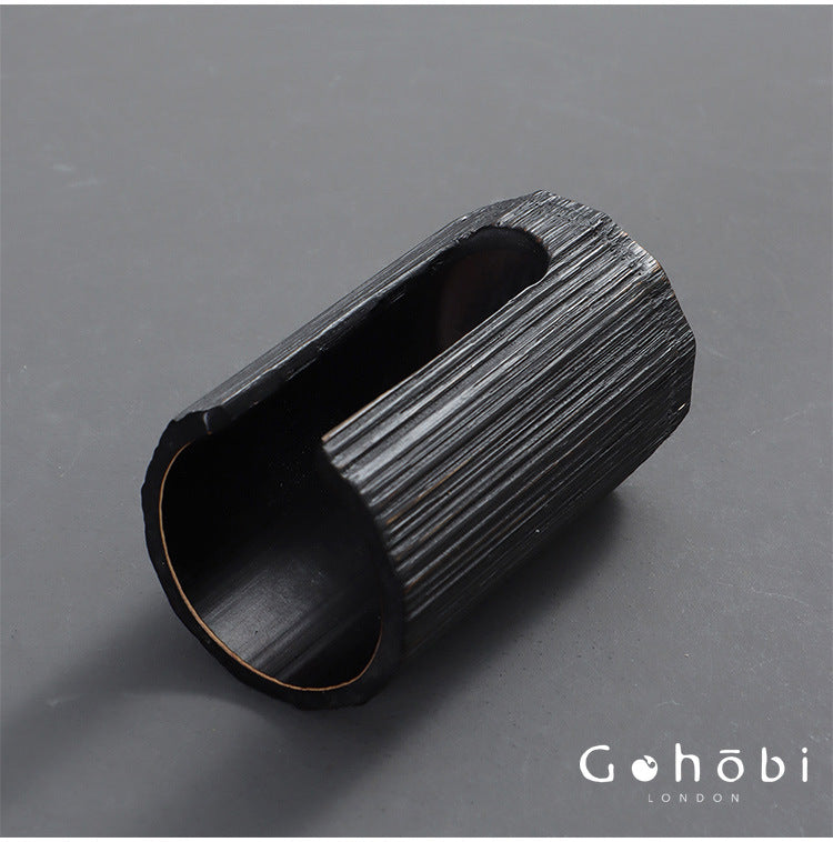 Gohobi Bamboo Woven Tea Cup Holder Basket – Zen Style Tea Cup Storage Tube & Chopstick Basket