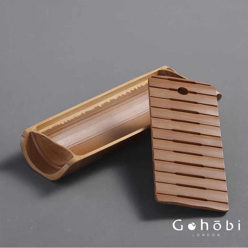 Gohobi Natural Old Bamboo Tea Tray – Water Storage Kung Fu Tea Tray Portable Wet Tea Table