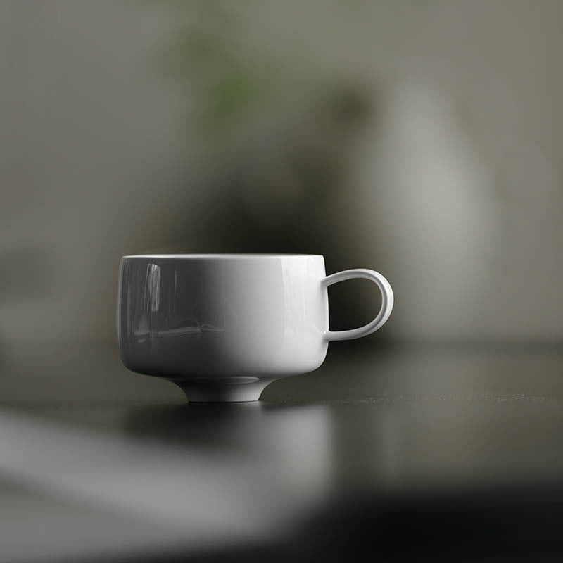 Tasse à café en argile blanche et jade en céramique élégante faite à la main par Gohobi