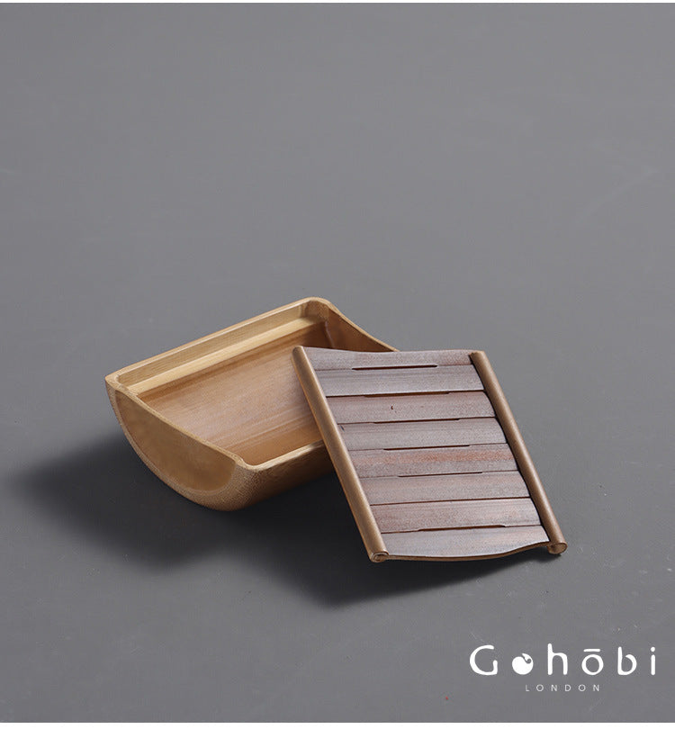 Gohobi Natural Old Bamboo Tea Tray – Water Storage Kung Fu Tea Tray Portable Wet Tea Table