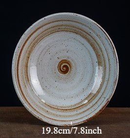 Assiette à pâtes en grès de style japonais faite à la main Gohobi