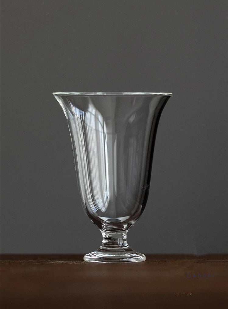 Gohobi Tasse à thé en verre à pied bas faite à la main