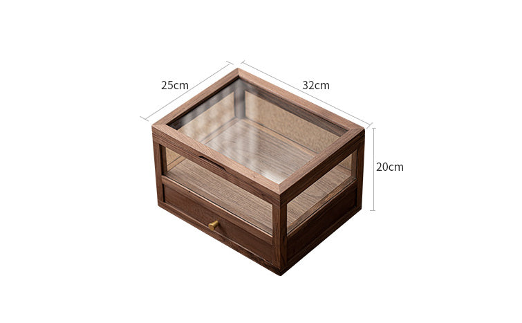 Armoire à thé en verre et bois de noyer Gohobi avec tiroir
