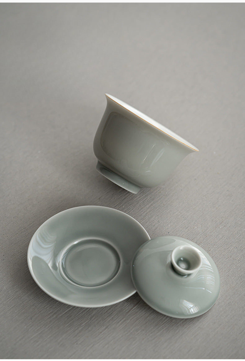 Bol à couvercle Sancai en glaçure de suie et de cendre glacée de style japonais, grande tasse à thé en céramique, bol à thé, service à thé Kung Fu, infuseur à thé, bol à thé