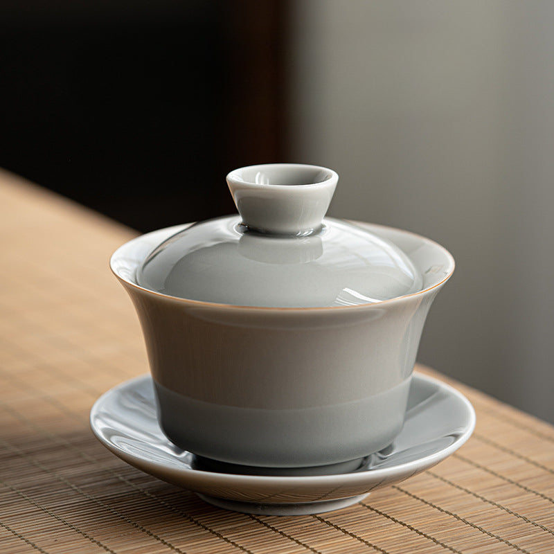 Bol à couvercle Sancai en glaçure de suie et de cendre glacée de style japonais, grande tasse à thé en céramique, bol à thé, service à thé Kung Fu, infuseur à thé, bol à thé