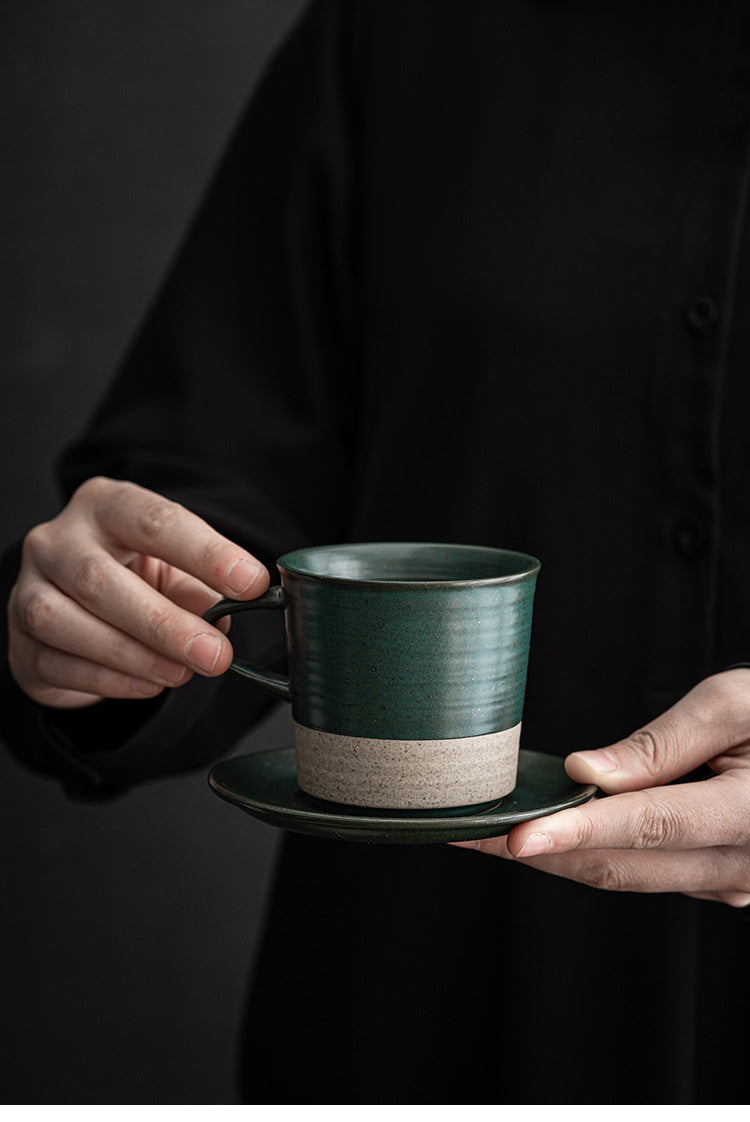 Gohobi Tasse à café en céramique de style japonais avec soucoupe 006