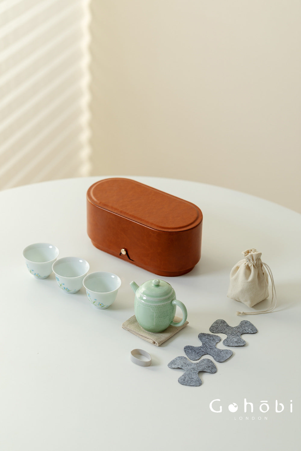 Gohobi Travel Tea Set – Handmade Portable Gongfu Travel Tea Set with Leather Case