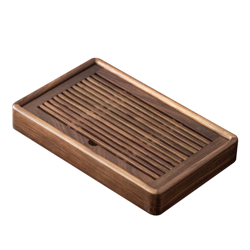 Gohobi Black Walnut Wood Tea Tray – Rectangular Solid Wood Gongfu Dry Brewing Tray