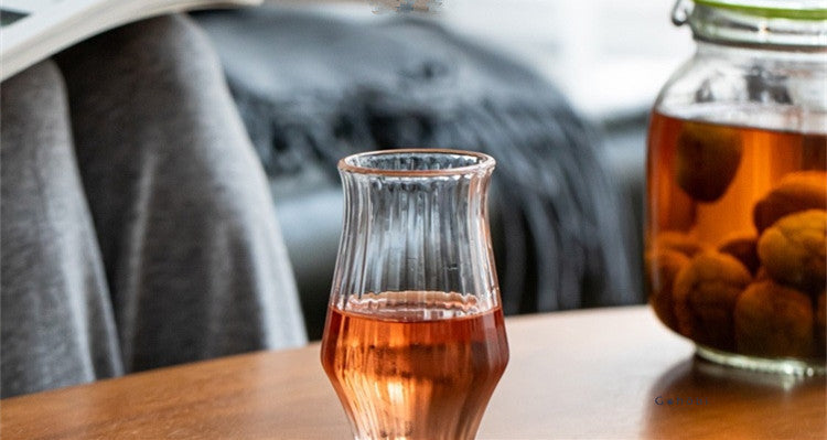 Gohobi Handmade Striped Glass Aroma Tea Cup --Ideal for Matcha, Lattes & Desserts