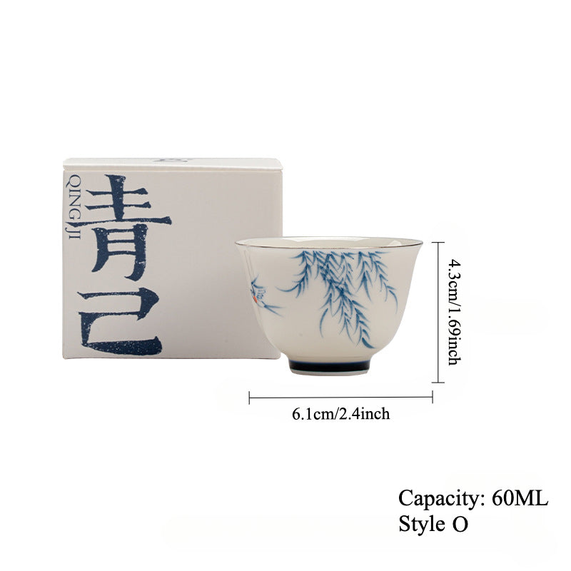 Gohobi Hand-Painted Blue-and-White Thin-Walled Teacup