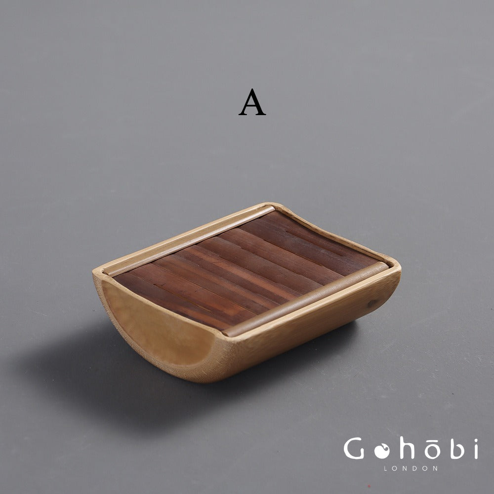 Gohobi Natural Old Bamboo Tea Tray – Water Storage Kung Fu Tea Tray Portable Wet Tea Table