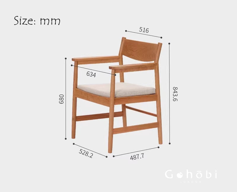 Gohobi Handmade Solid Wood Curved Armchair – Study Chair Office Seat Leisure Home Bedroom Chair | FSC Certified Furniture