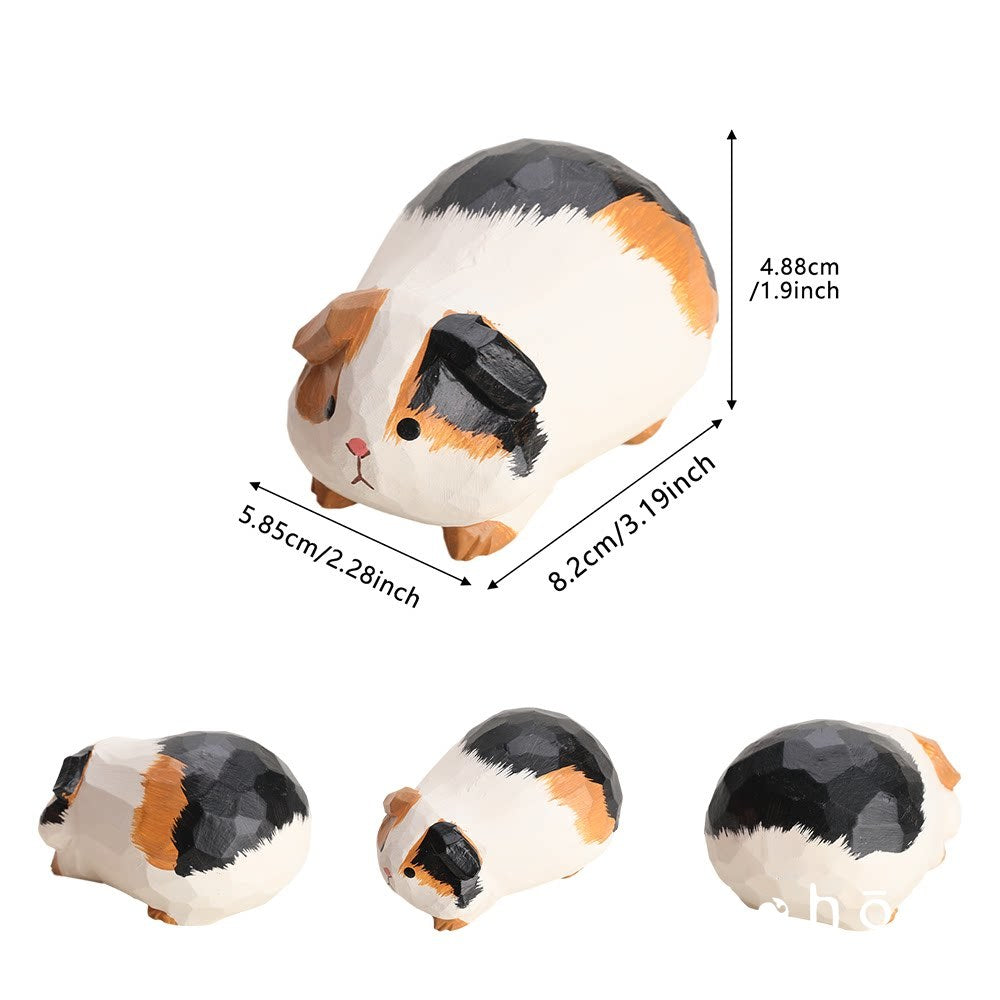 Gohobi Handcrafted Wooden Guinea Pig Ornament – Cute Solid Wood Animal Sculpture Home Decor