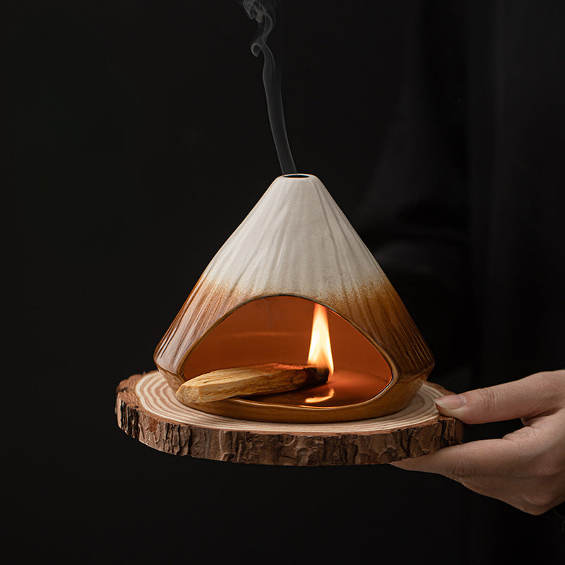 Cheminée à encens du Mont Fuji, brûleur d'encens en cèdre et sauge, grand four en bois sacré péruvien, brûleur d'encens en céramique
