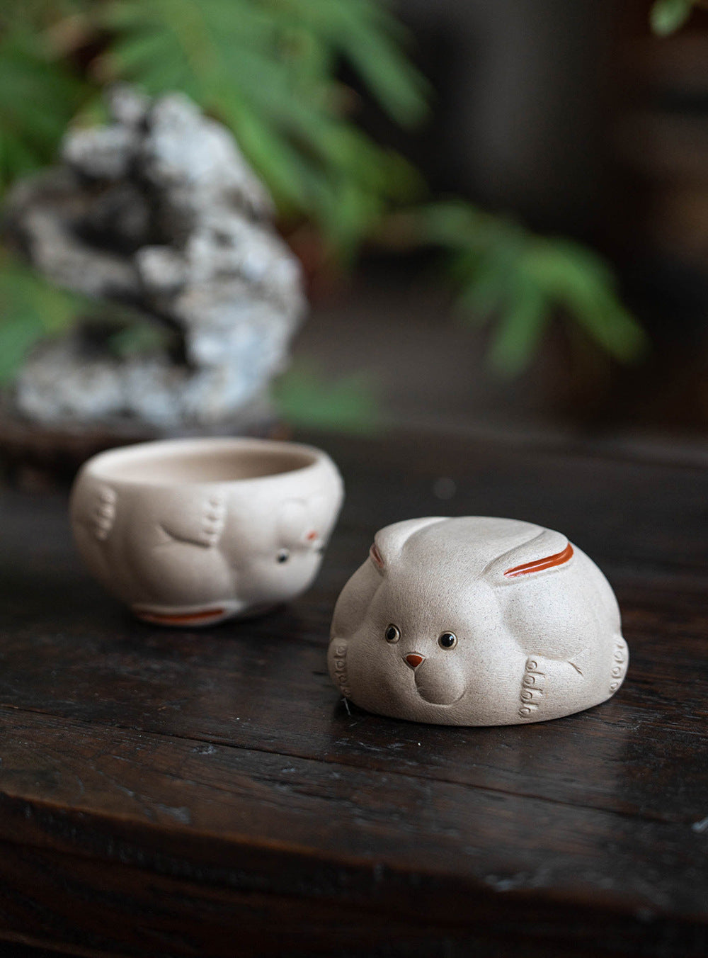 Tasse à thé en céramique faite à la main en forme de lapin de Gohobi