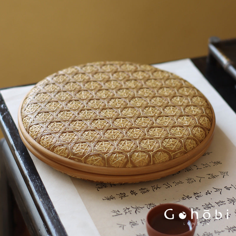 Gohobi Handmade Bamboo Woven Pu'er Tea Box – Retro Chinese Tea Cake Storage Box for Qizi Cake Collection