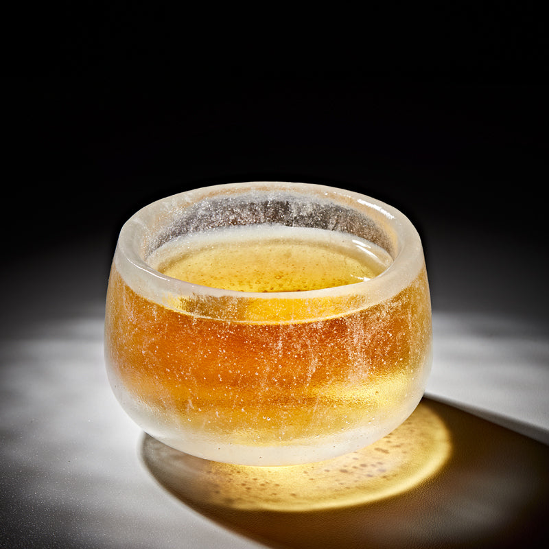 Gohobi Pate de Verre Tasse à thé ronde en verre à neige
